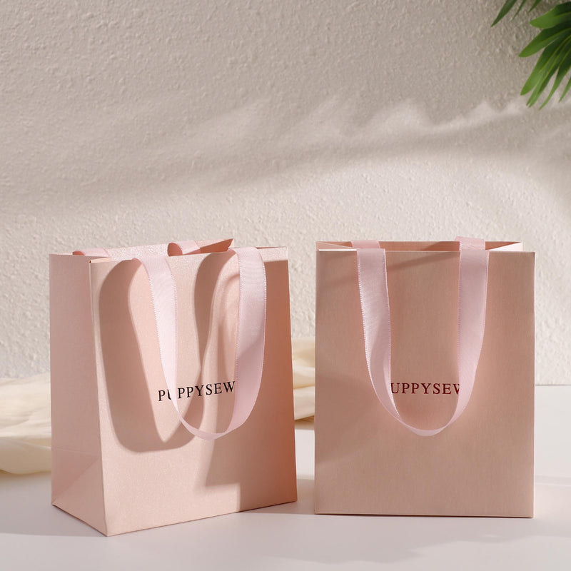 Customizable Pink Paper Gift Bag, Jewelry Packaging, Logo Options-zoom-