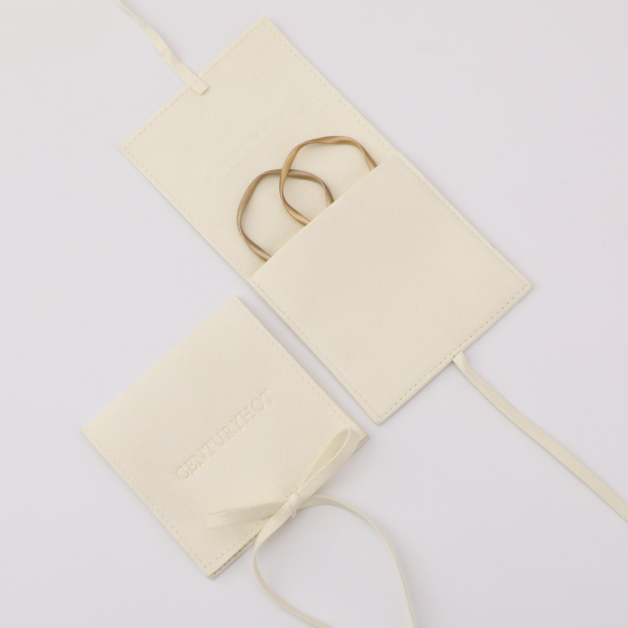 50 Beige Microfiber Jewelry Bag, Personalized Logo Envelope Pouch-zoom-9