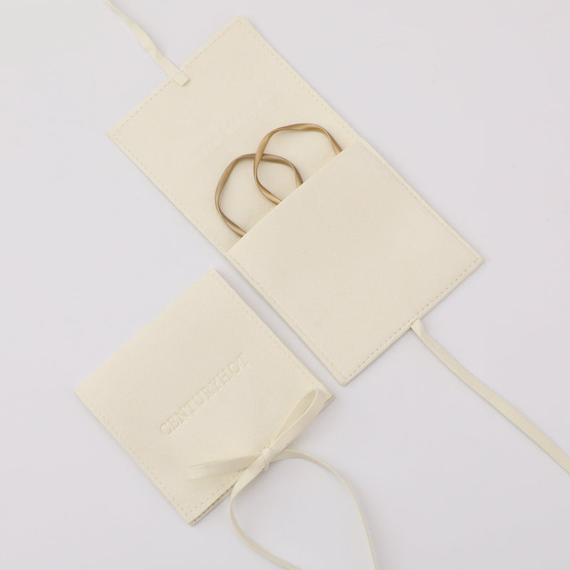 50 Beige Microfiber Jewelry Bag, Personalized Logo Envelope Pouch-zoom-