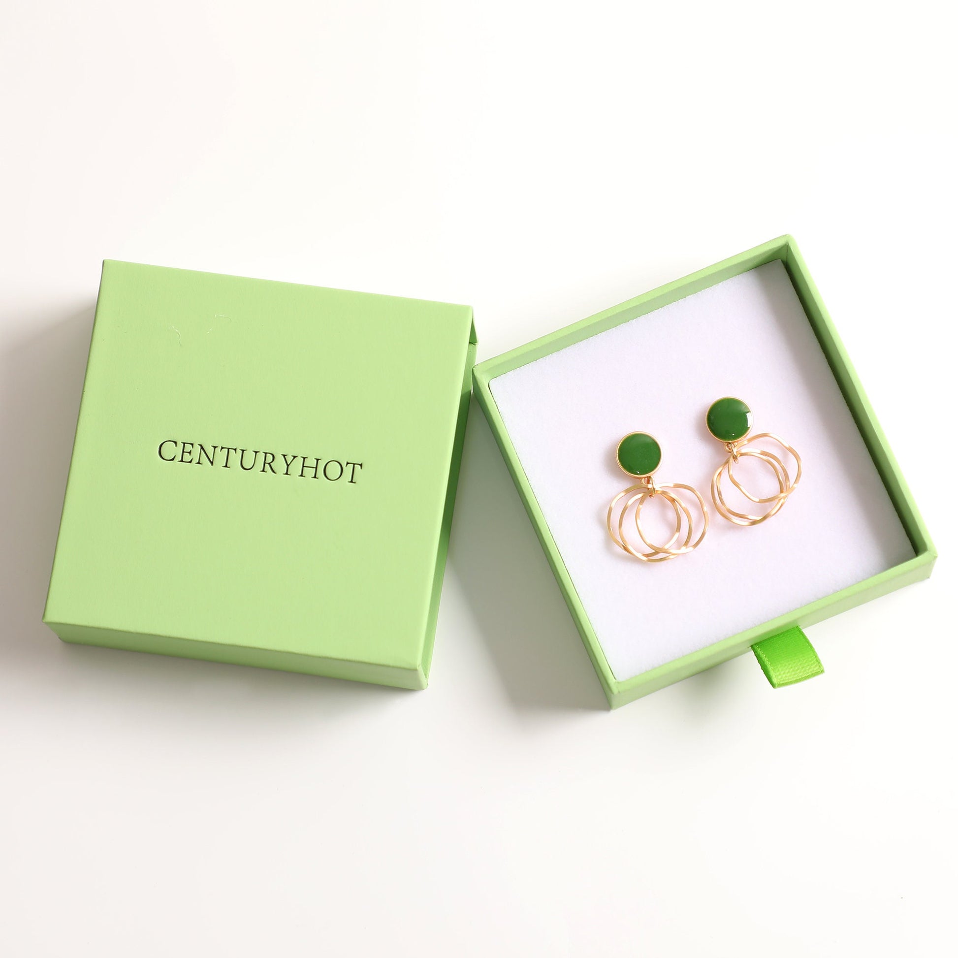 50 Avocado Green Jewelry Box, Custom Logo Sliding Drawer-1