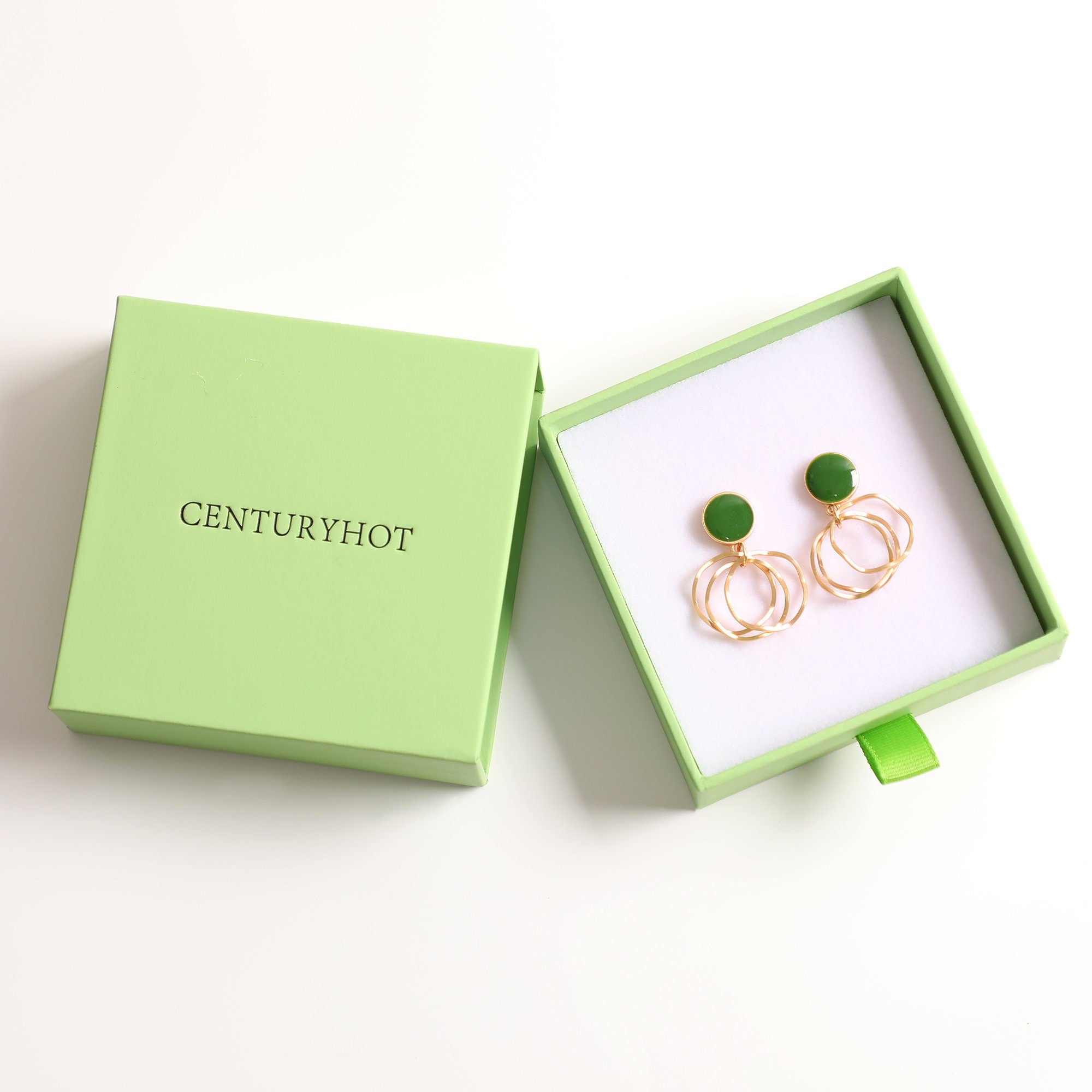 50 Avocado Green Jewelry Box, Custom Logo Sliding Drawer-zoom-1