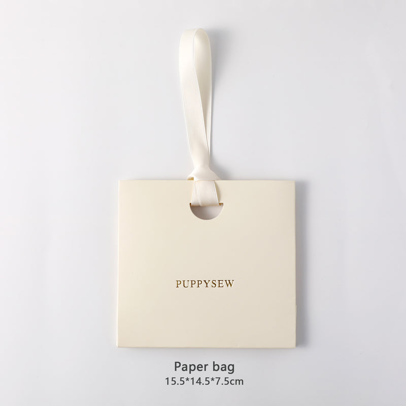 Custom Beige Ribbon Paper Bags, Luxury Boutique Packaging, Personalized Logo-zoom-