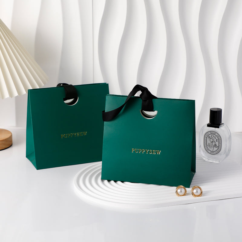 High-end satin ribbon paper bags, logo printing available, ideal for boutique packaging and wedding gifts.-zoom-