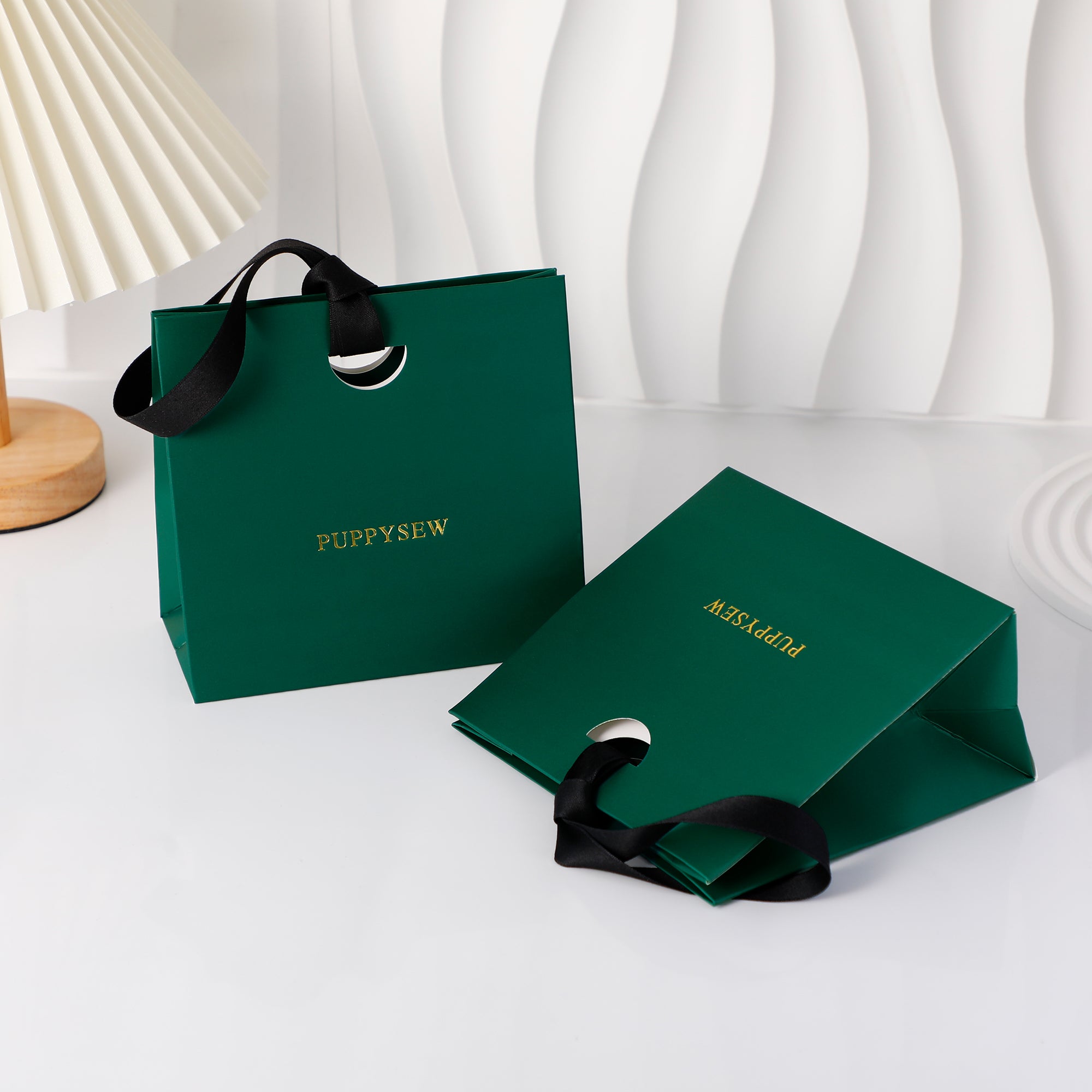High-end satin ribbon paper bags, logo printing available, ideal for boutique packaging and wedding gifts.-zoom-4
