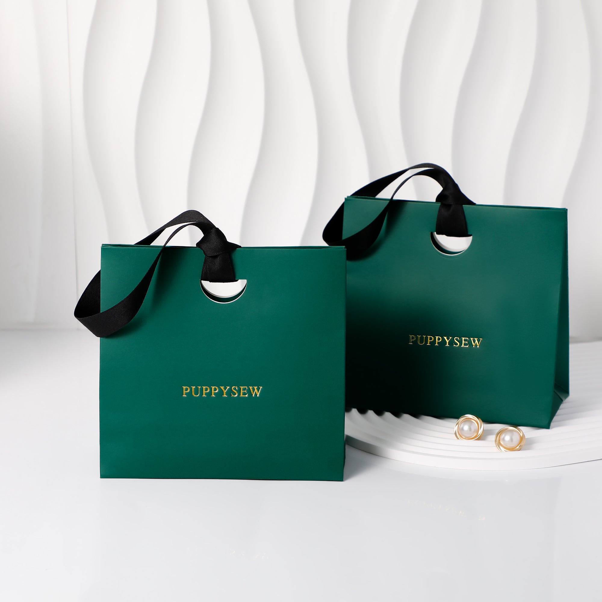 High-end satin ribbon paper bags, logo printing available, ideal for boutique packaging and wedding gifts.-zoom-6