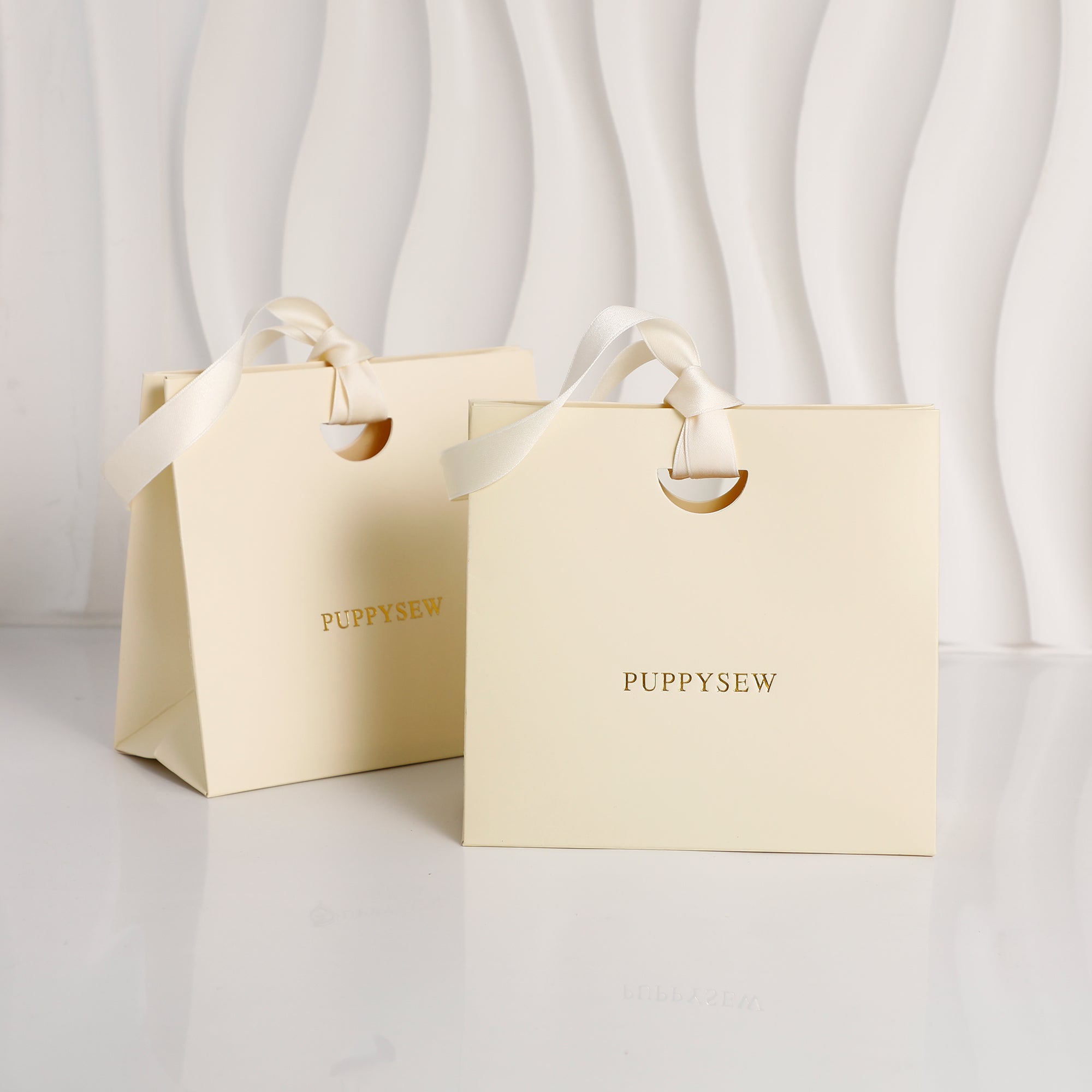 Custom Beige Ribbon Paper Bags, Luxury Boutique Packaging, Personalized Logo-zoom-2