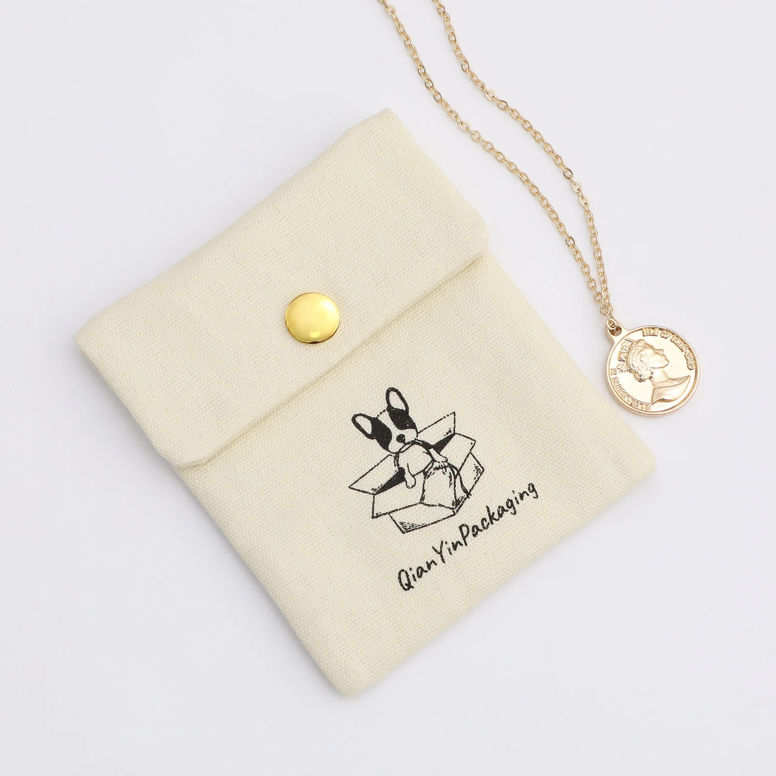 50 Pcs Customized Cotton Canvas Jewelry Pouch, Personalized Logo-1