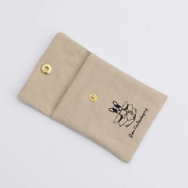 50 Pcs Customized Cotton Canvas Jewelry Pouch, Personalized Logo-zoom-