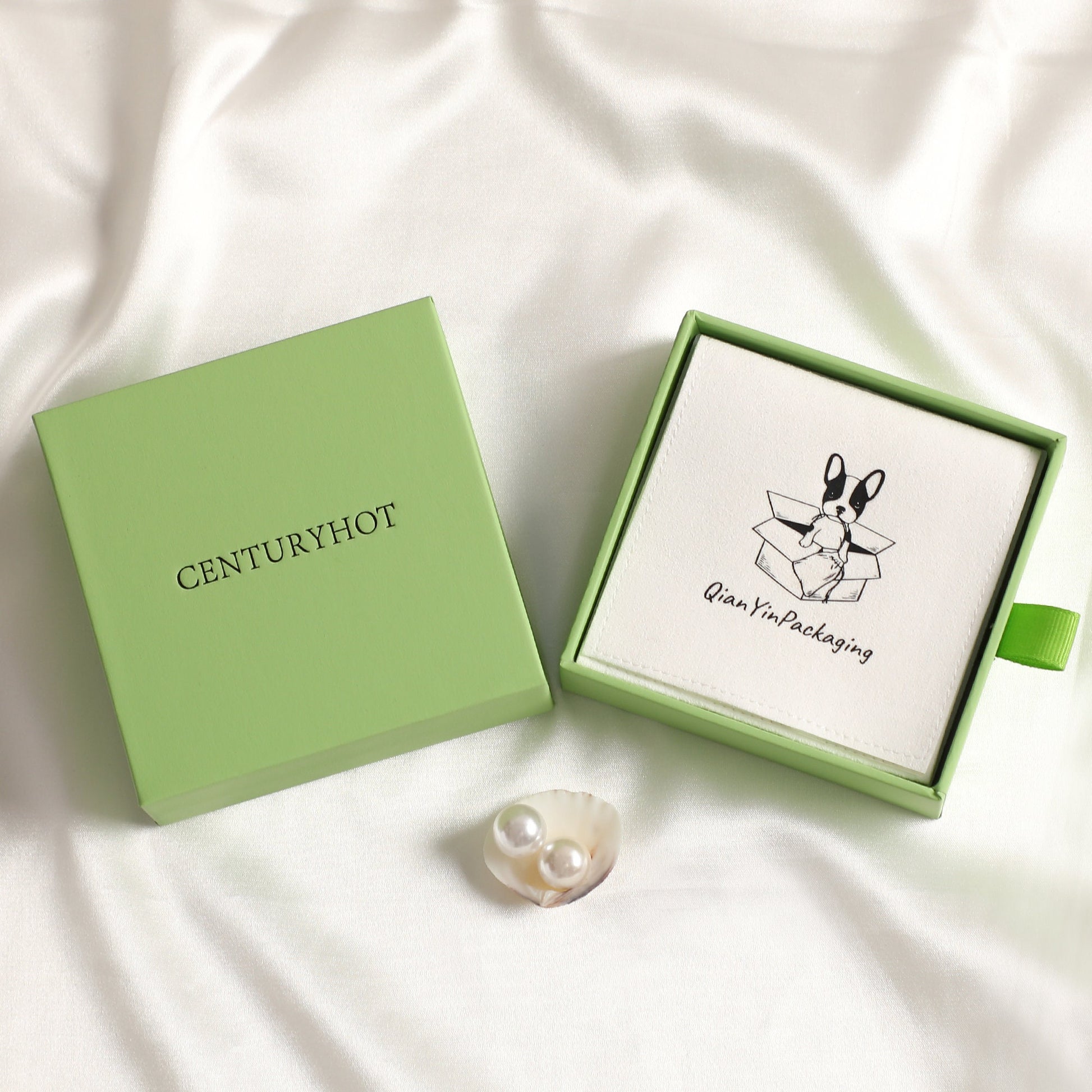 50 Avocado Green Jewelry Box, Custom Logo Sliding Drawer-6