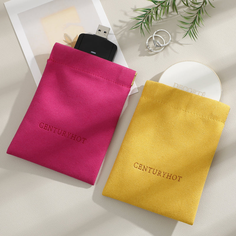 50 Gray Microfiber Jewelry Bag, Custom Logo Gift Pouch-zoom-