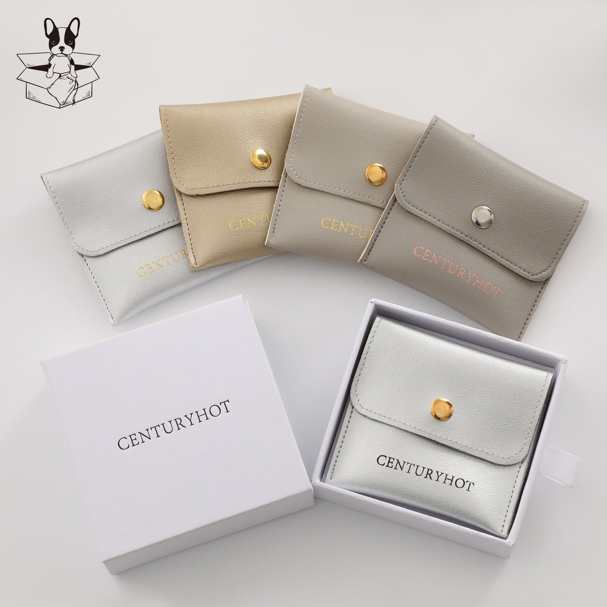50pcs Custom Logo Faux Leather Jewelry Packaging Snap Bags-1