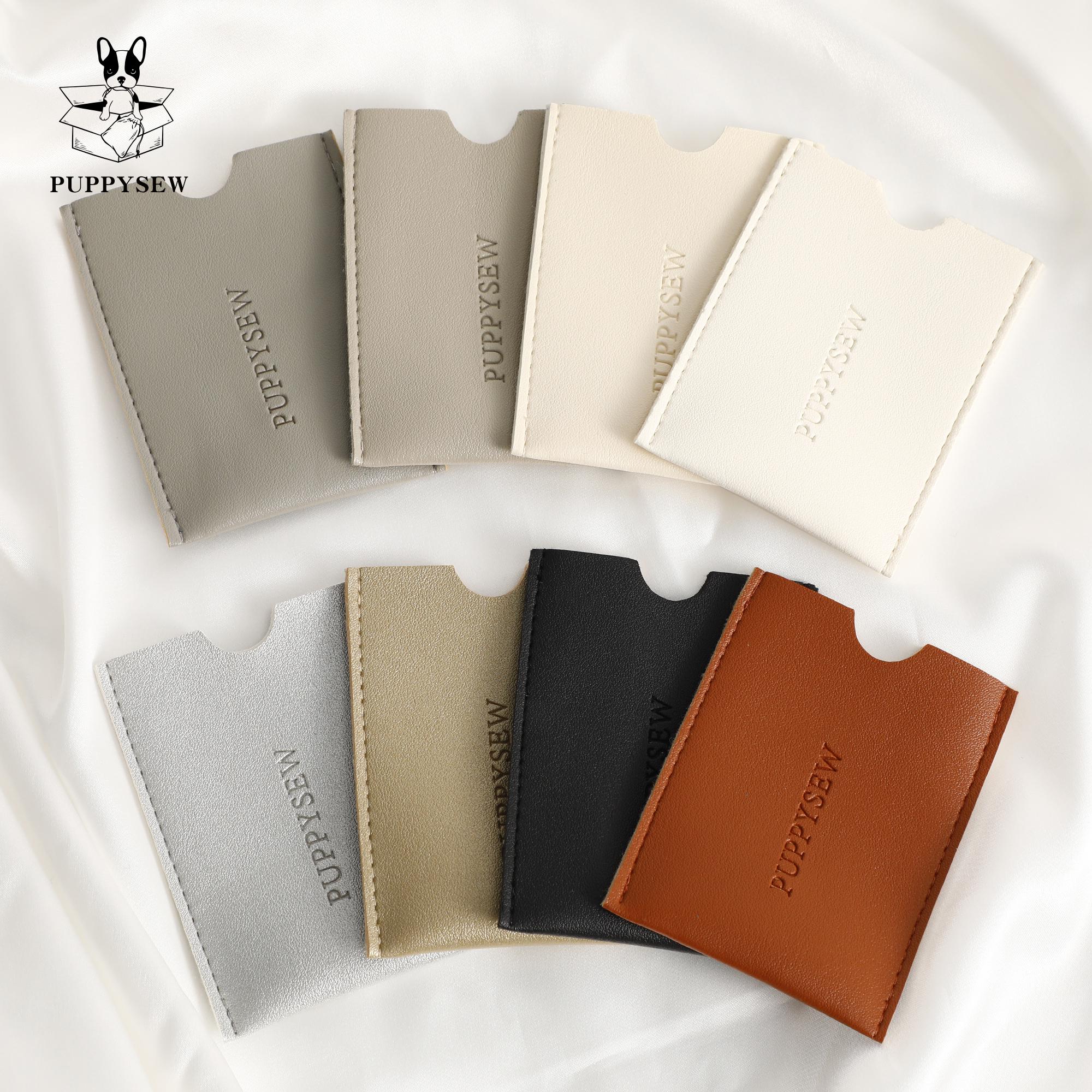 50 Black Faux Leather Card Holders, Custom Embossed Logo-zoom-6