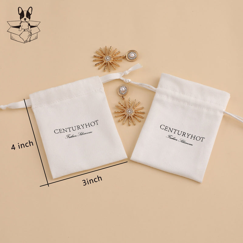 Personalized Logo Flannel Drawstring Bag, Custom Jewelry Pouch-zoom-
