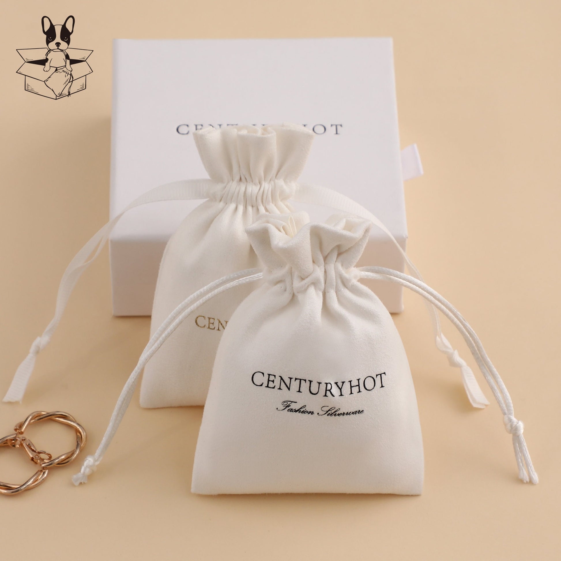 Personalized Logo Flannel Drawstring Bag, Custom Jewelry Pouch-7