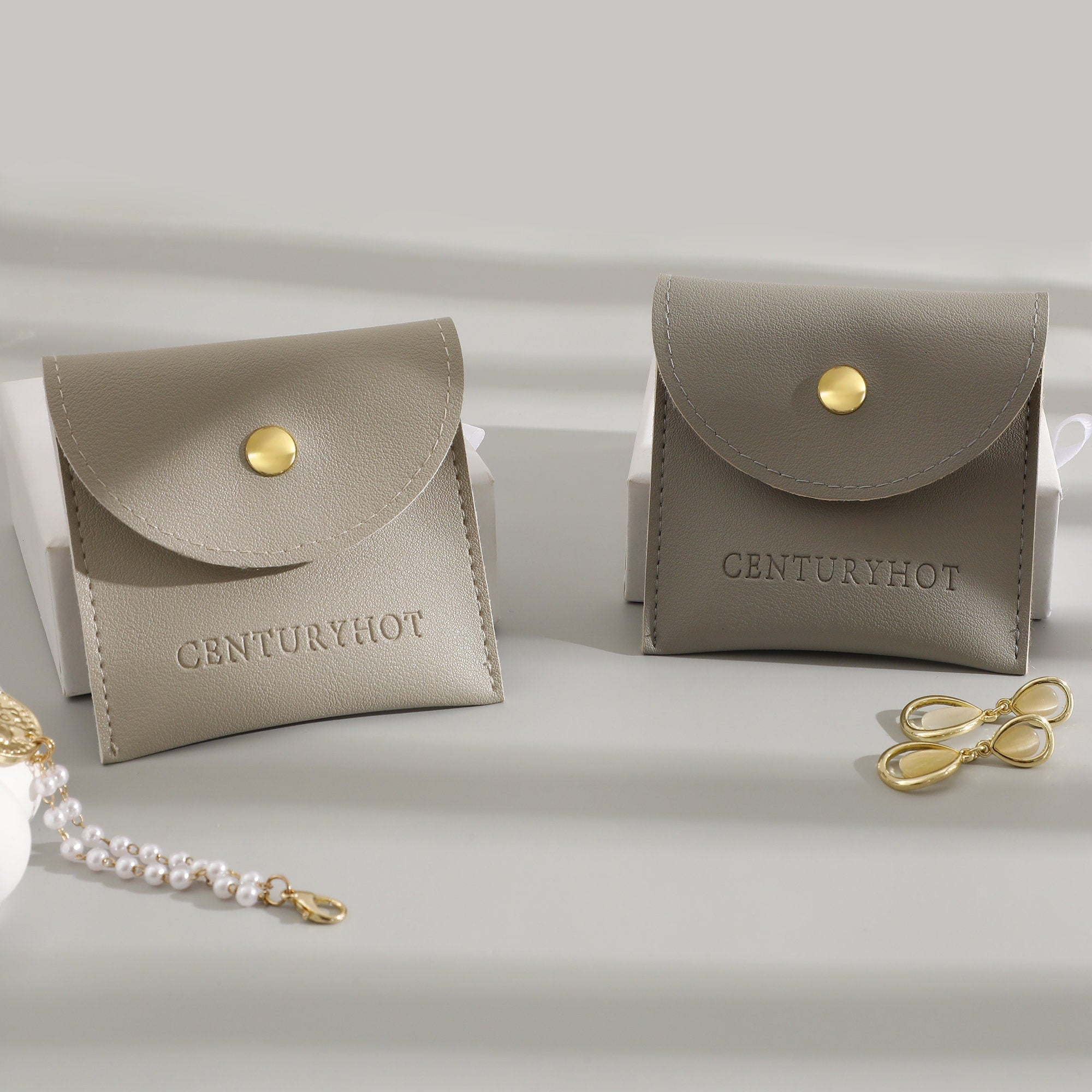 Custom Faux Leather Jewelry Bags with Logo, Personalized Gift Bags-zoom-2