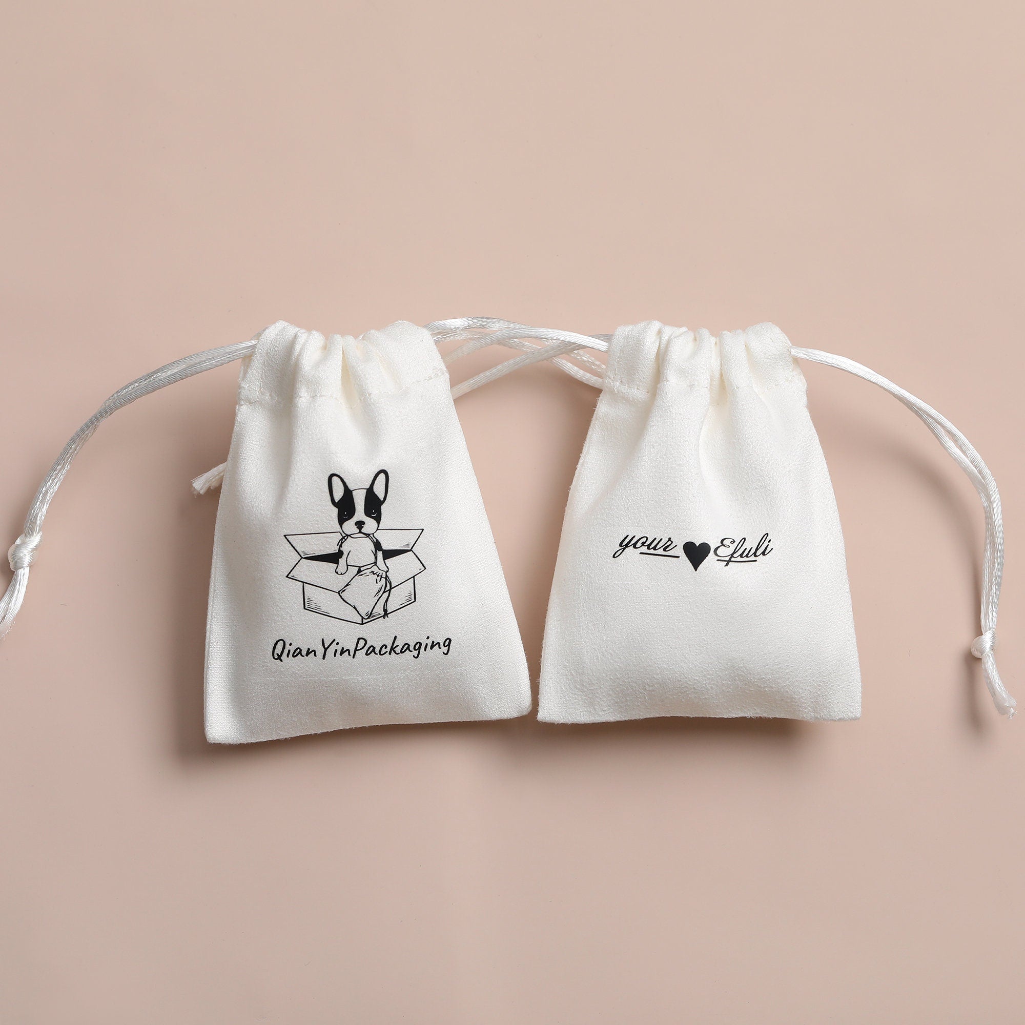 Custom Logo White Drawstring Suede Bag, Jewelry Packaging-zoom-9