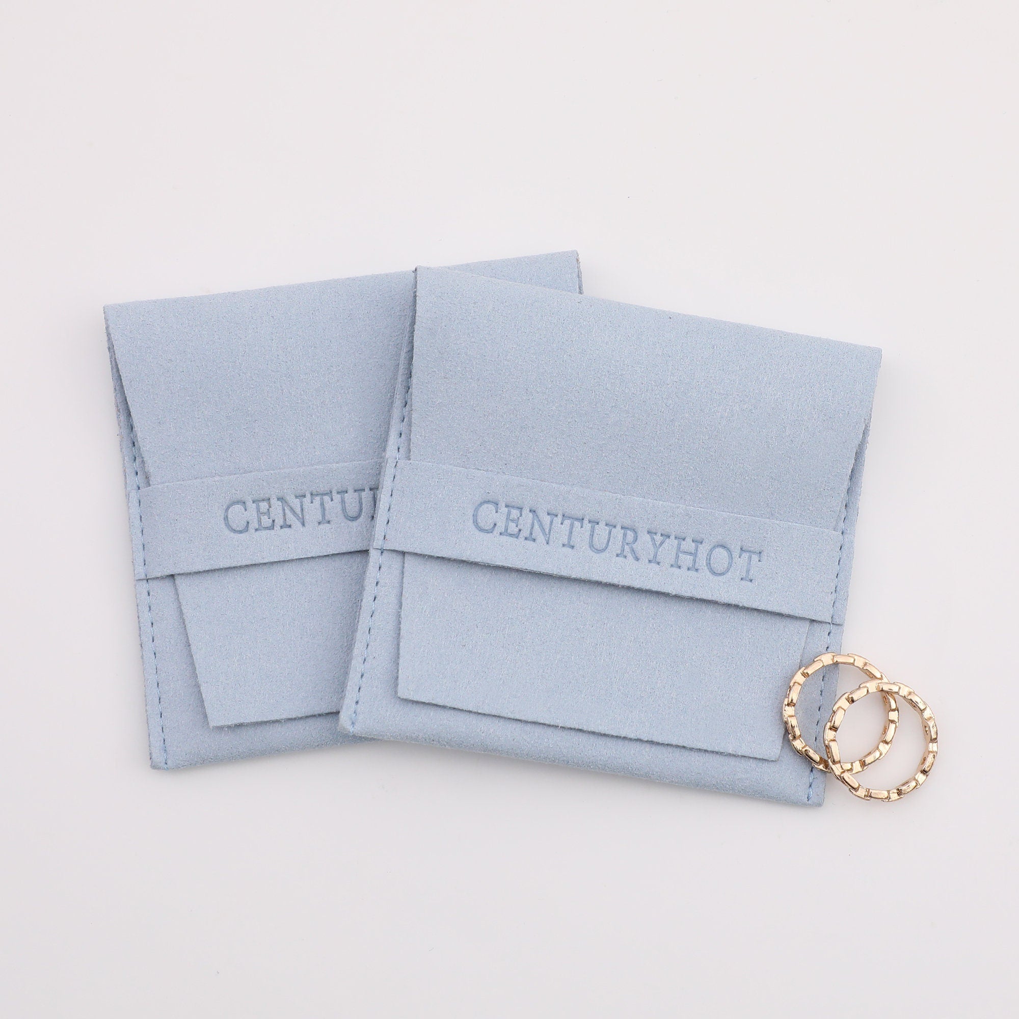 Peacock Blue Microfiber Jewelry Bag, Custom Logo Packaging