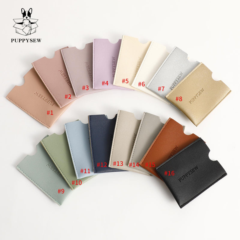 50 Black Faux Leather Card Holders, Custom Embossed Logo-zoom-