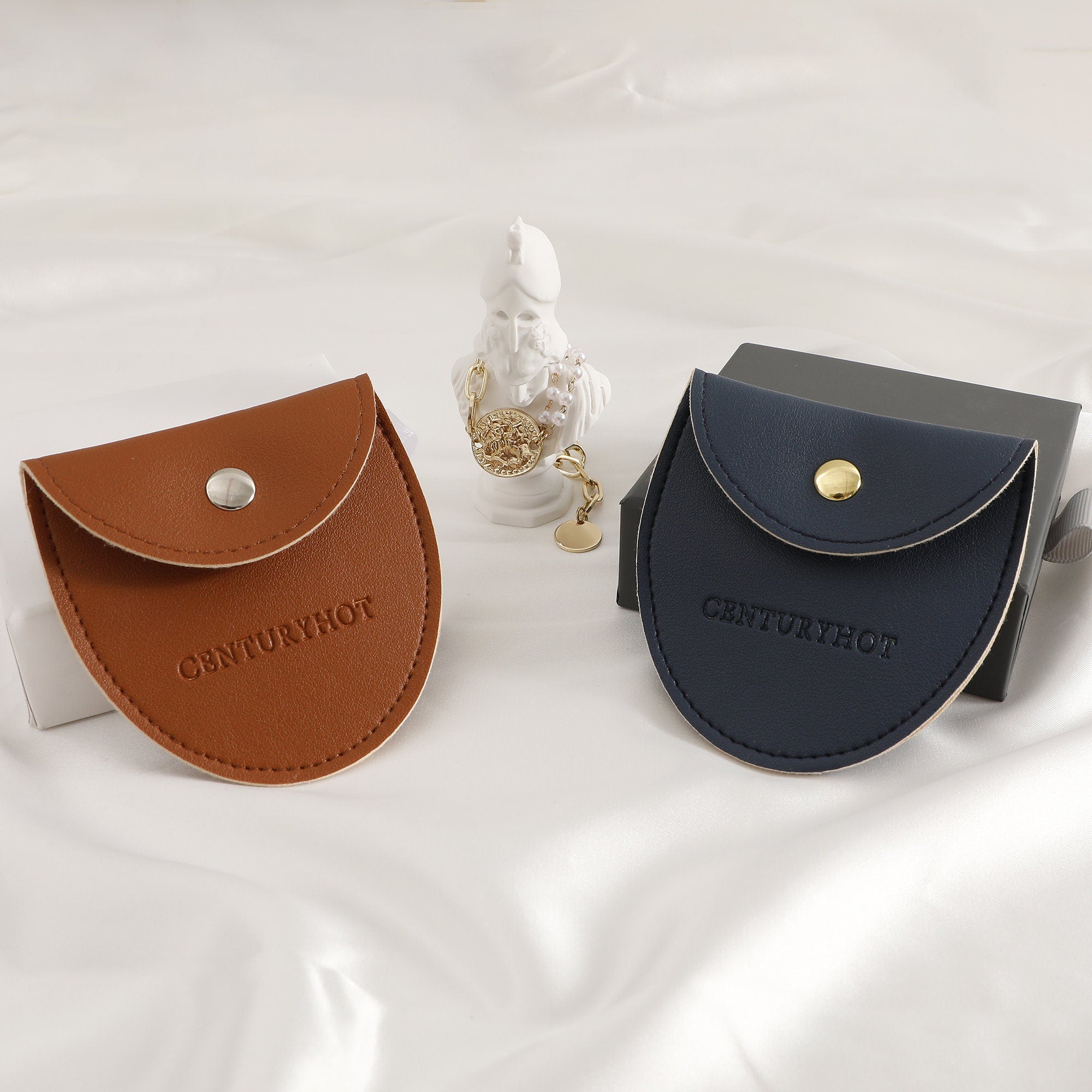 Custom Logo Faux Leather Jewelry Bags, Embossed Envelope Pouch-zoom-3