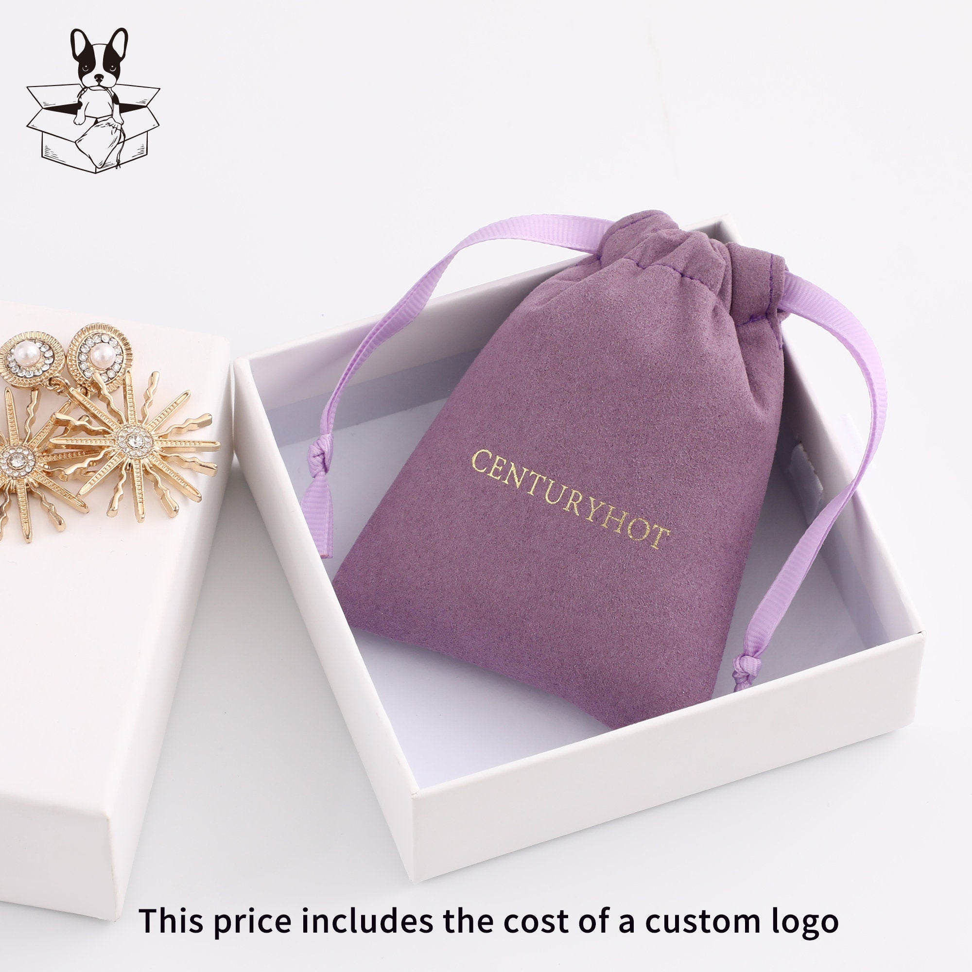 Personalized Purple Microfiber Drawstring Bag, Custom Logo Jewelry Packaging-zoom-3