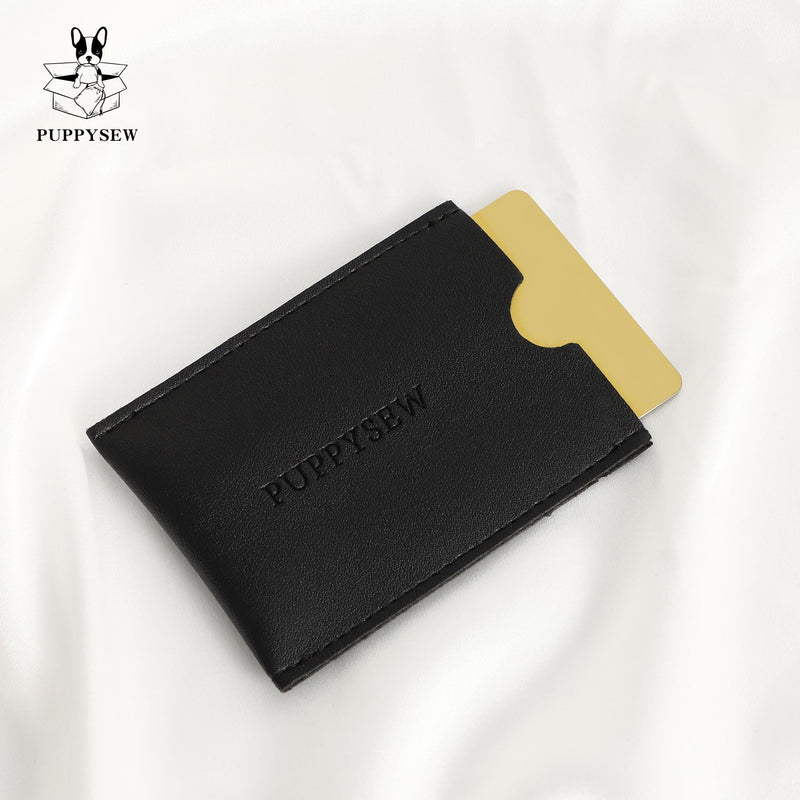 50 Black Faux Leather Card Holders, Custom Embossed Logo-zoom-