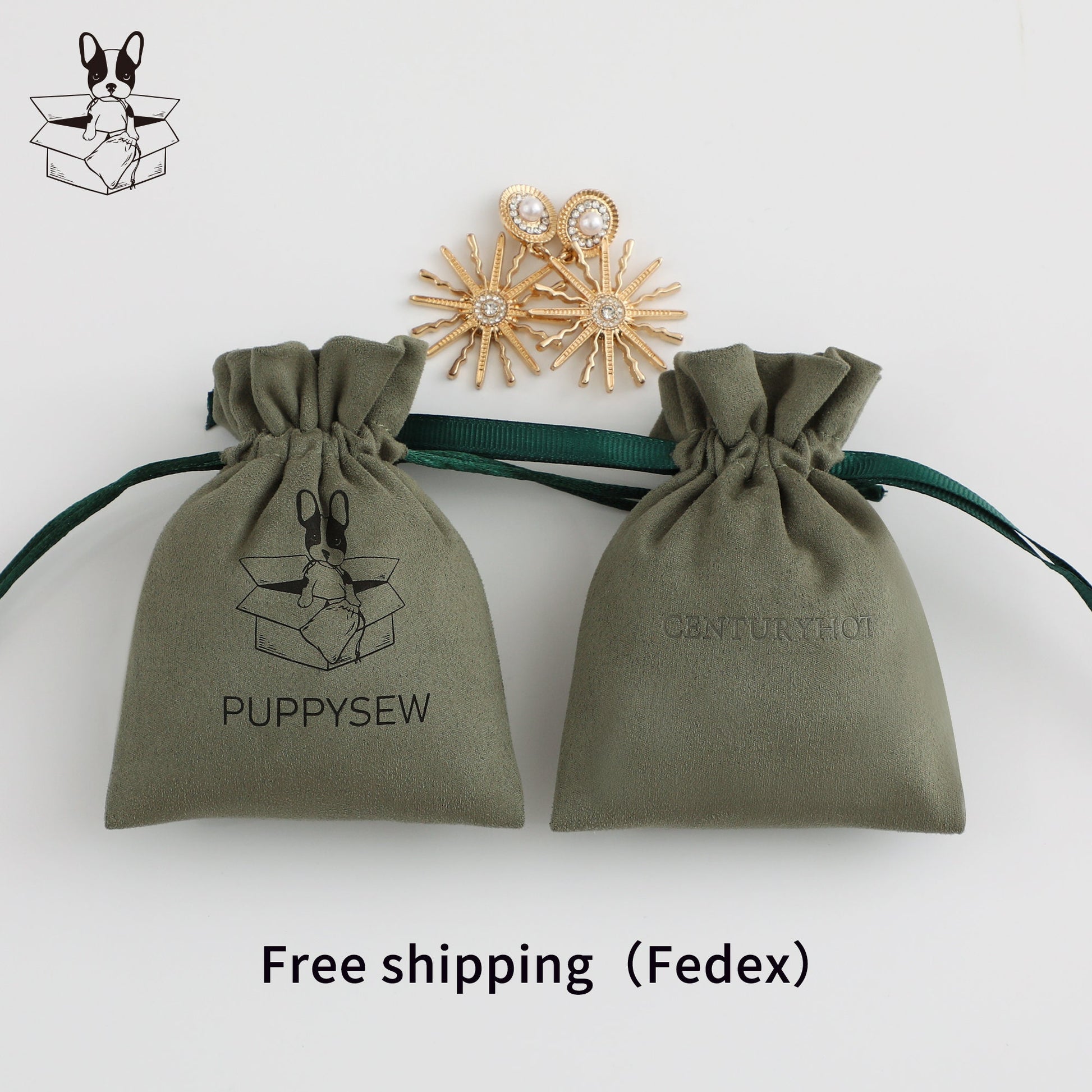 Personalized Logo Suede Drawstring Bag - Custom Jewelry Pouch-5