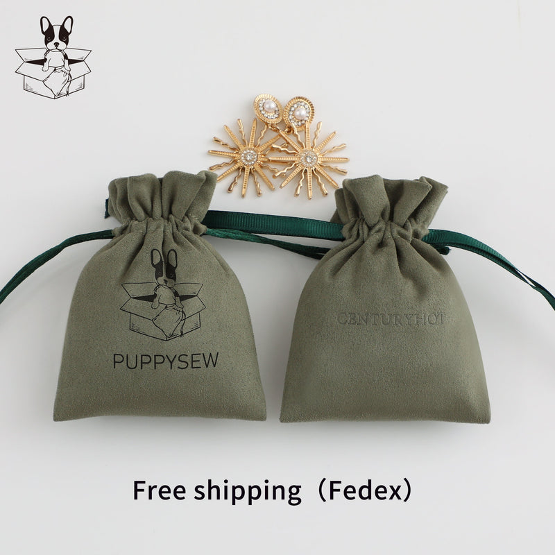Personalized Logo Suede Drawstring Bag - Custom Jewelry Pouch-zoom-