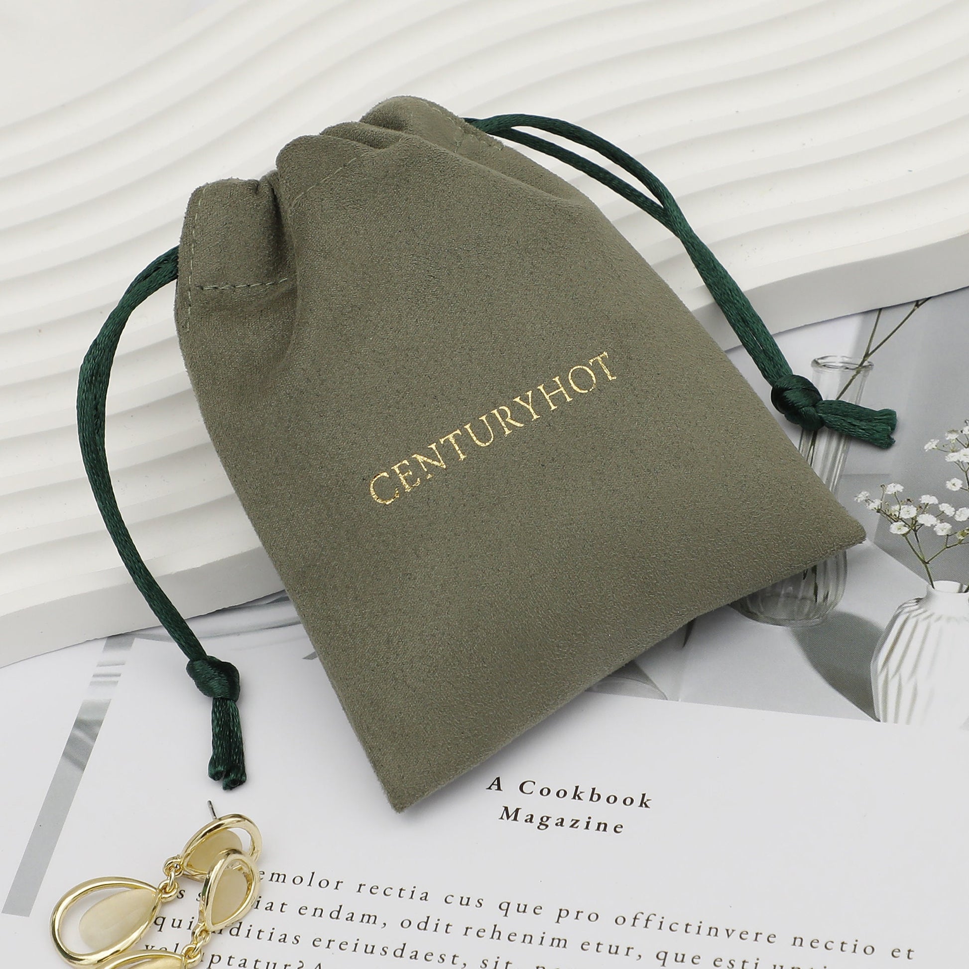 Personalized Logo Suede Drawstring Bag - Custom Jewelry Pouch-1