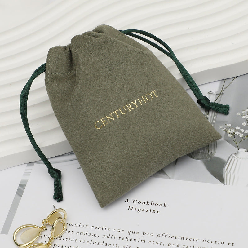 Personalized Logo Suede Drawstring Bag - Custom Jewelry Pouch-zoom-