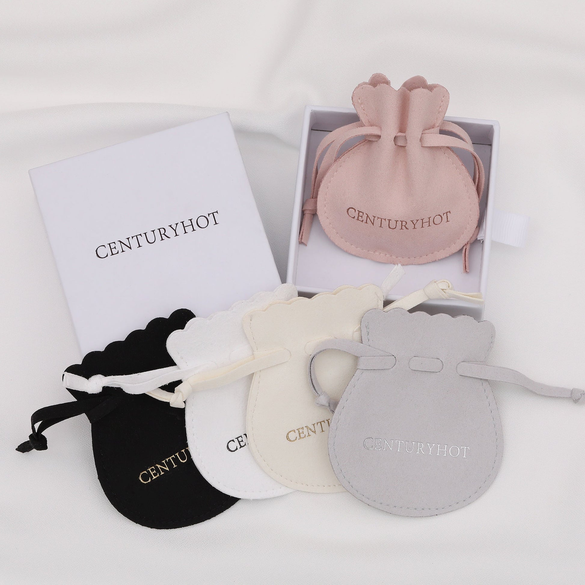 50 Sand Microfiber Jewelry Bags, Personalized Logo Drawstring Packaging-2