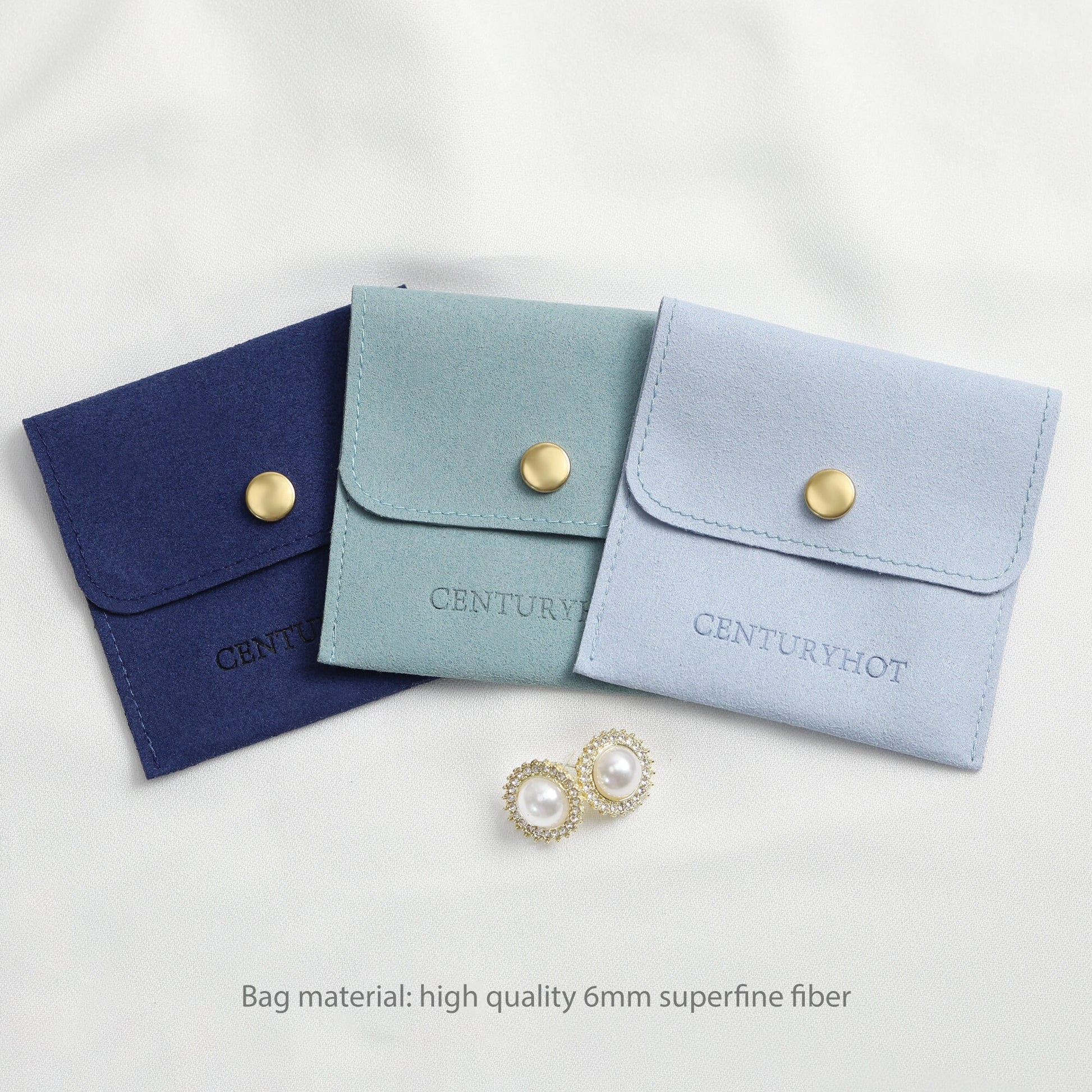Custom Logo Microfiber Jewelry Bag with Button (50 Pieces)-4