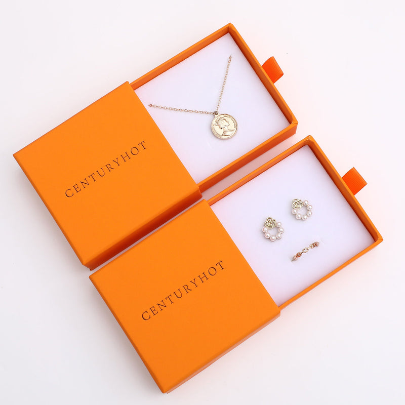 Custom Logo Jewelry Box, Orange Drawer Style (50pc)-zoom-