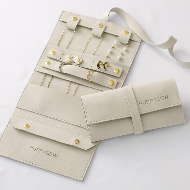 Travel Jewelry Roll Organizer – Microfiber Roll-Up Bag-zoom-