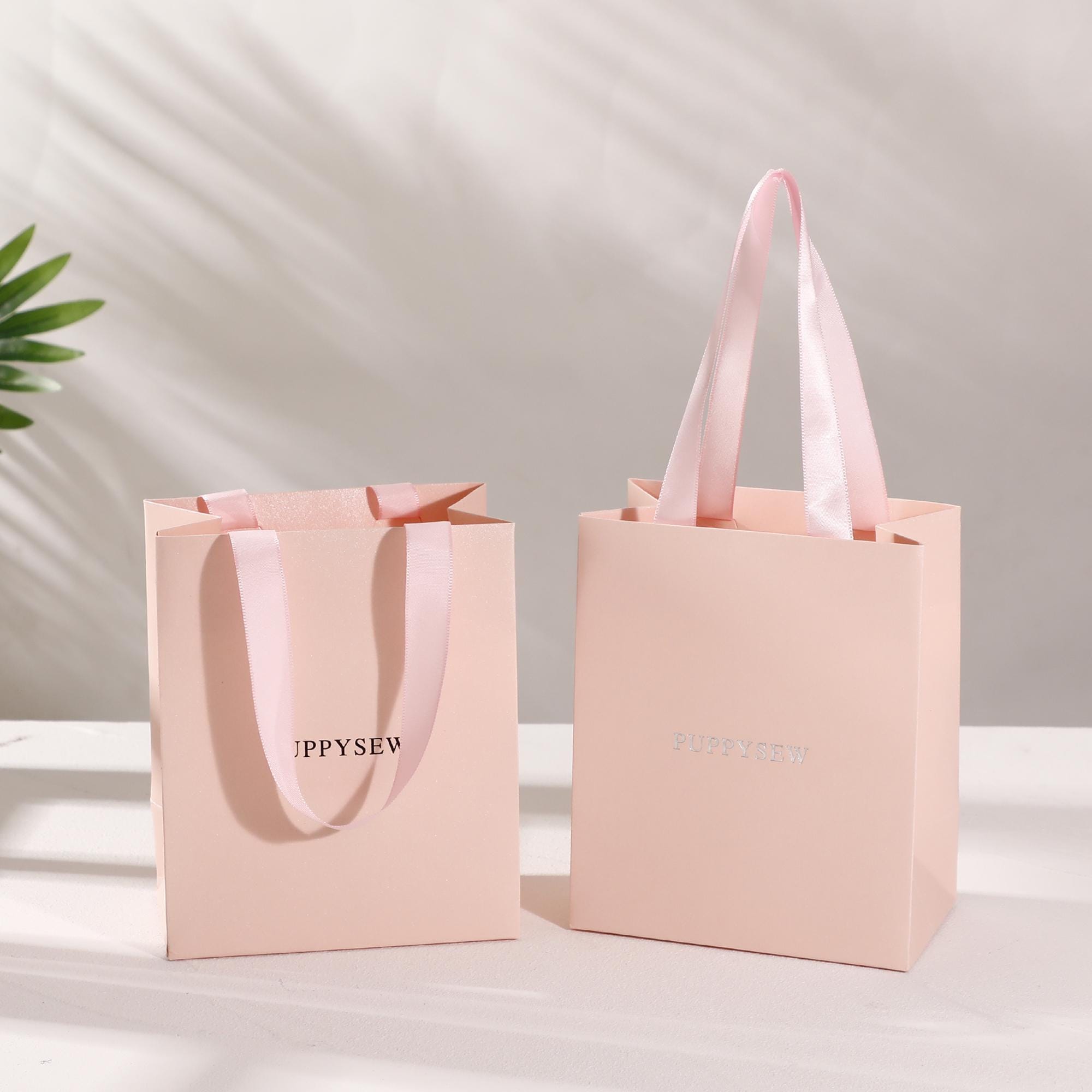 Customizable Pink Paper Gift Bag, Jewelry Packaging, Logo Options-zoom-3