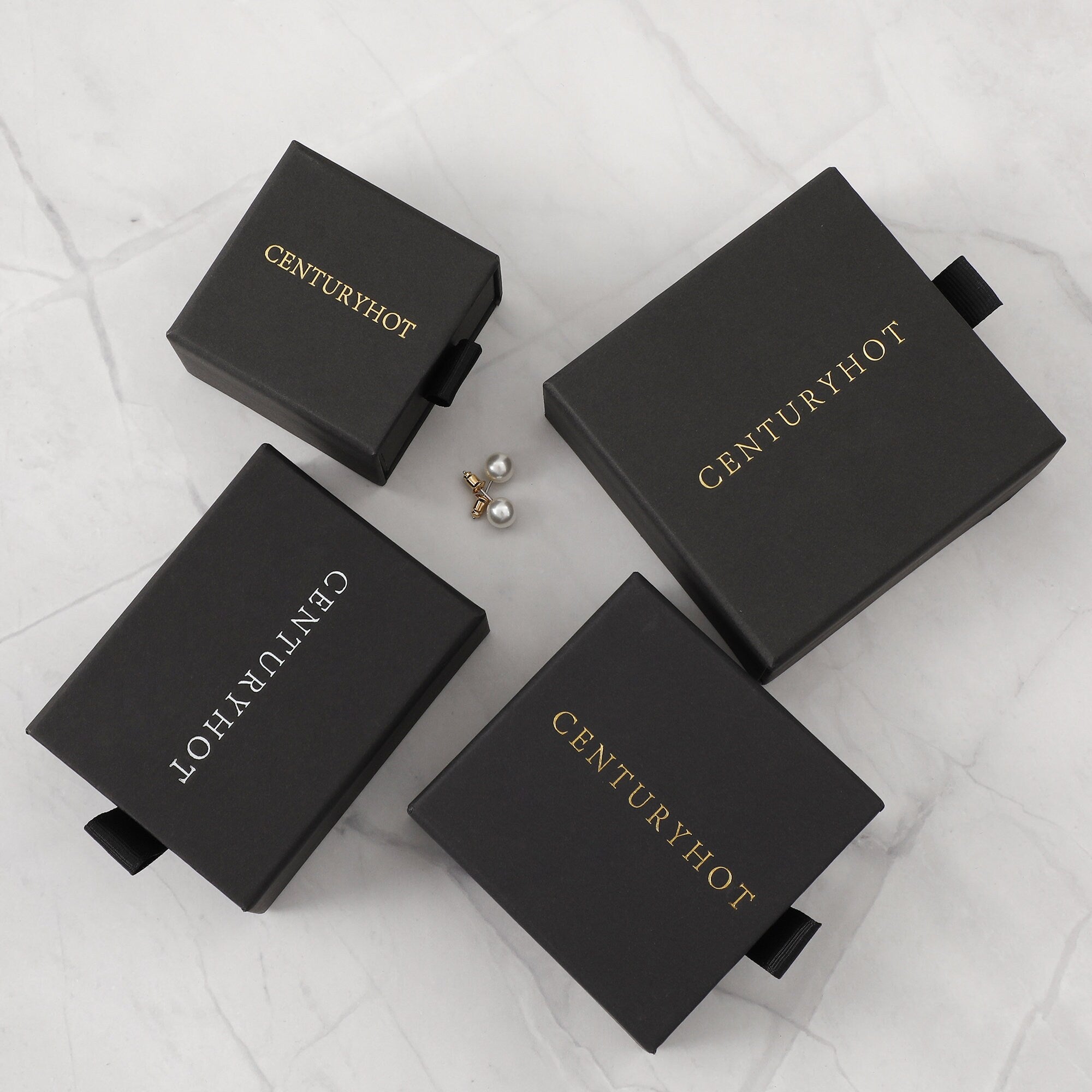 Custom Logo Jewelry Box: Chic Black Carton, Drawer Style-zoom-4