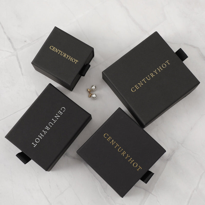 Custom Logo Jewelry Box: Chic Black Carton, Drawer Style-zoom-