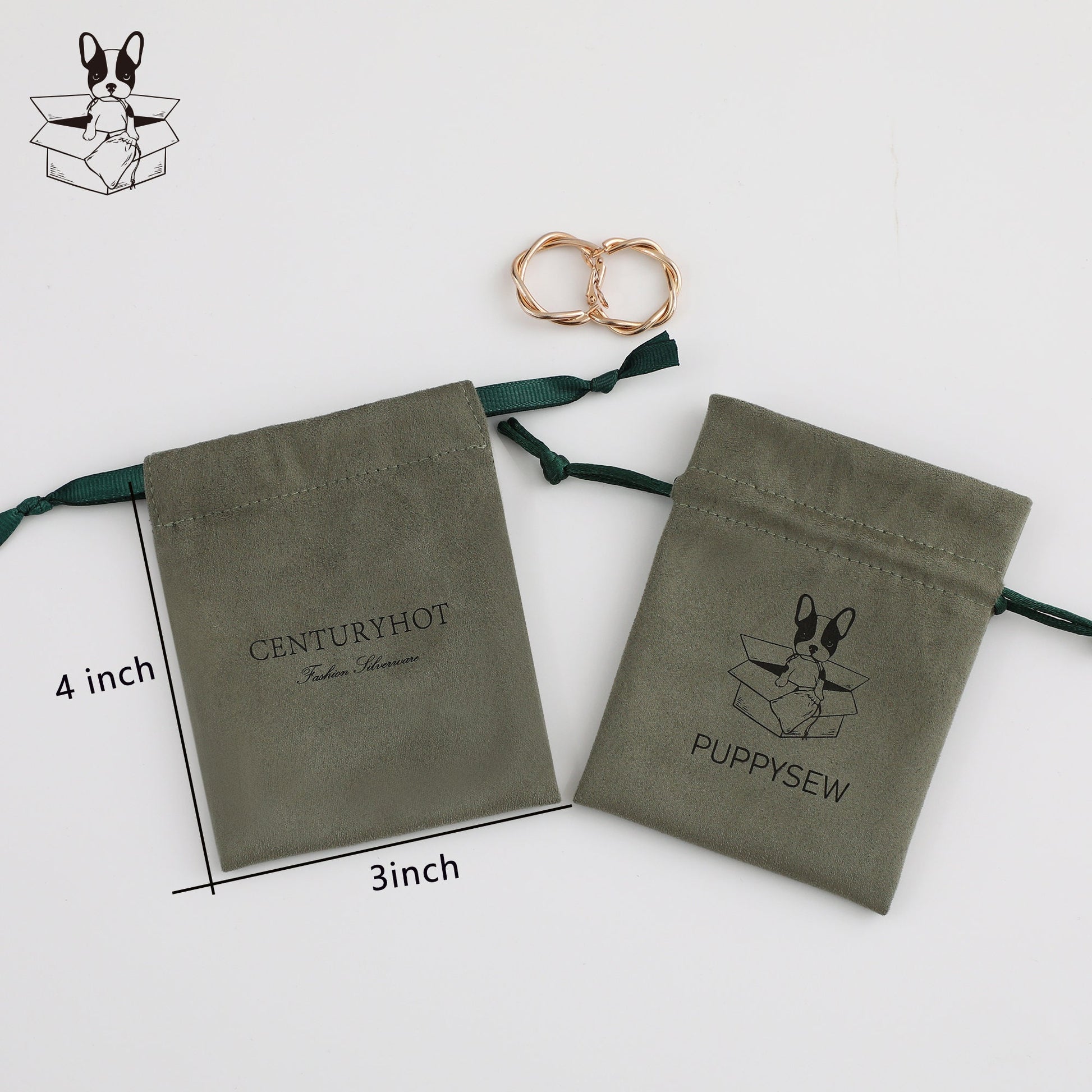 Personalized Logo Suede Drawstring Bag - Custom Jewelry Pouch-8