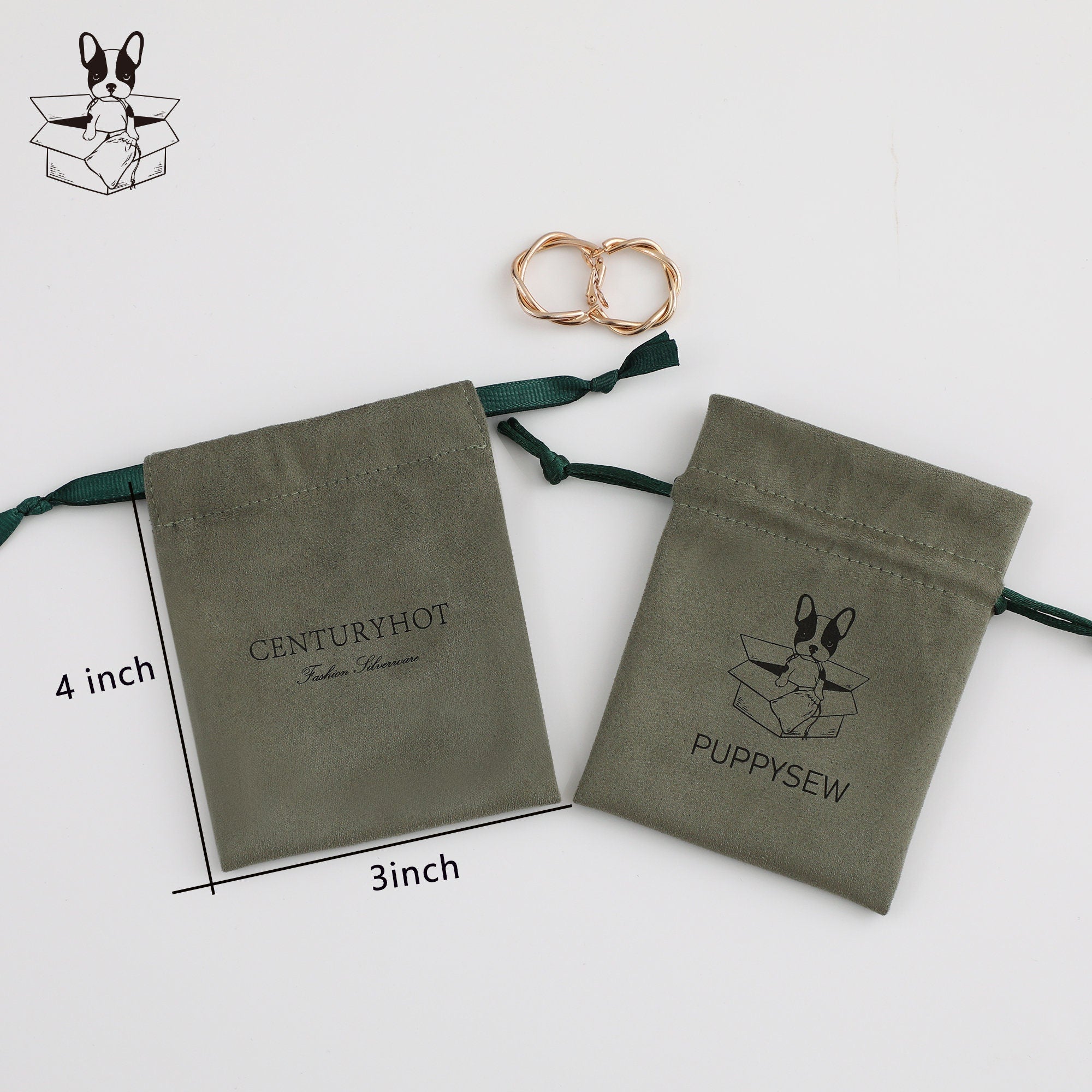 Personalized Logo Suede Drawstring Bag - Custom Jewelry Pouch-zoom-8