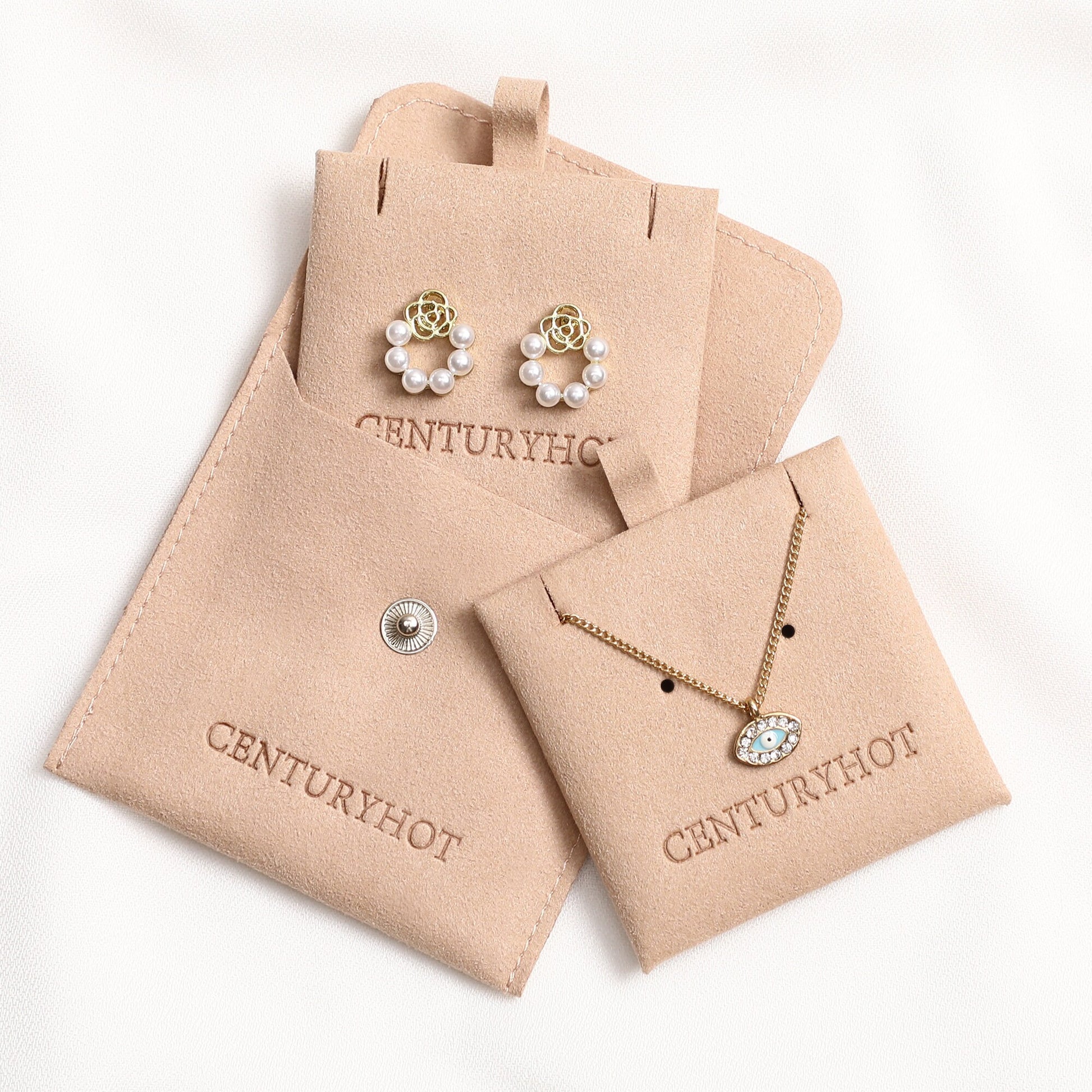 Custom Logo Jewelry Packaging: Microfiber Pouch with Insert Card, Set of 50-2