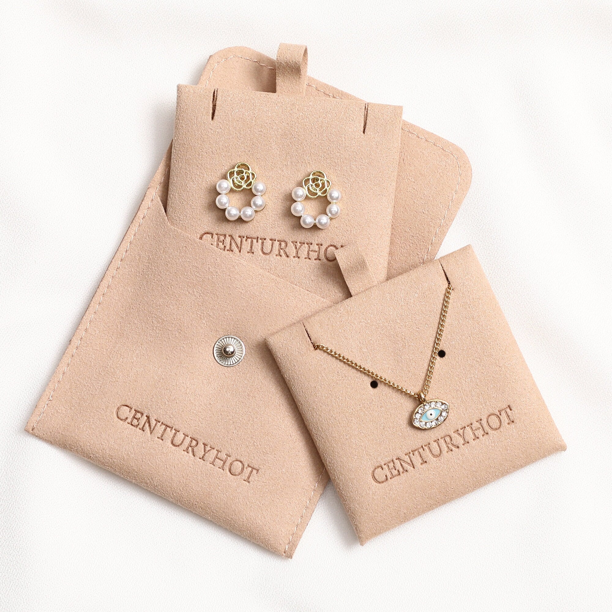 Custom Logo Jewelry Packaging: Microfiber Pouch with Insert Card, Set of 50