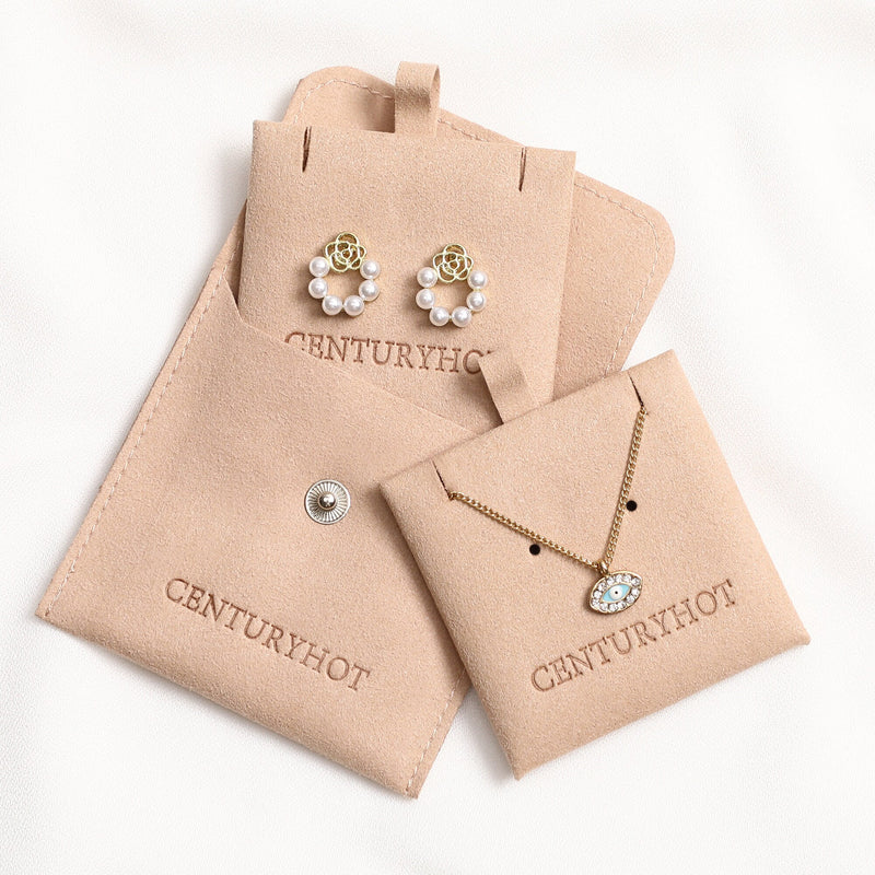 Custom Logo Jewelry Packaging: Microfiber Pouch with Insert Card, Set of 50-zoom-