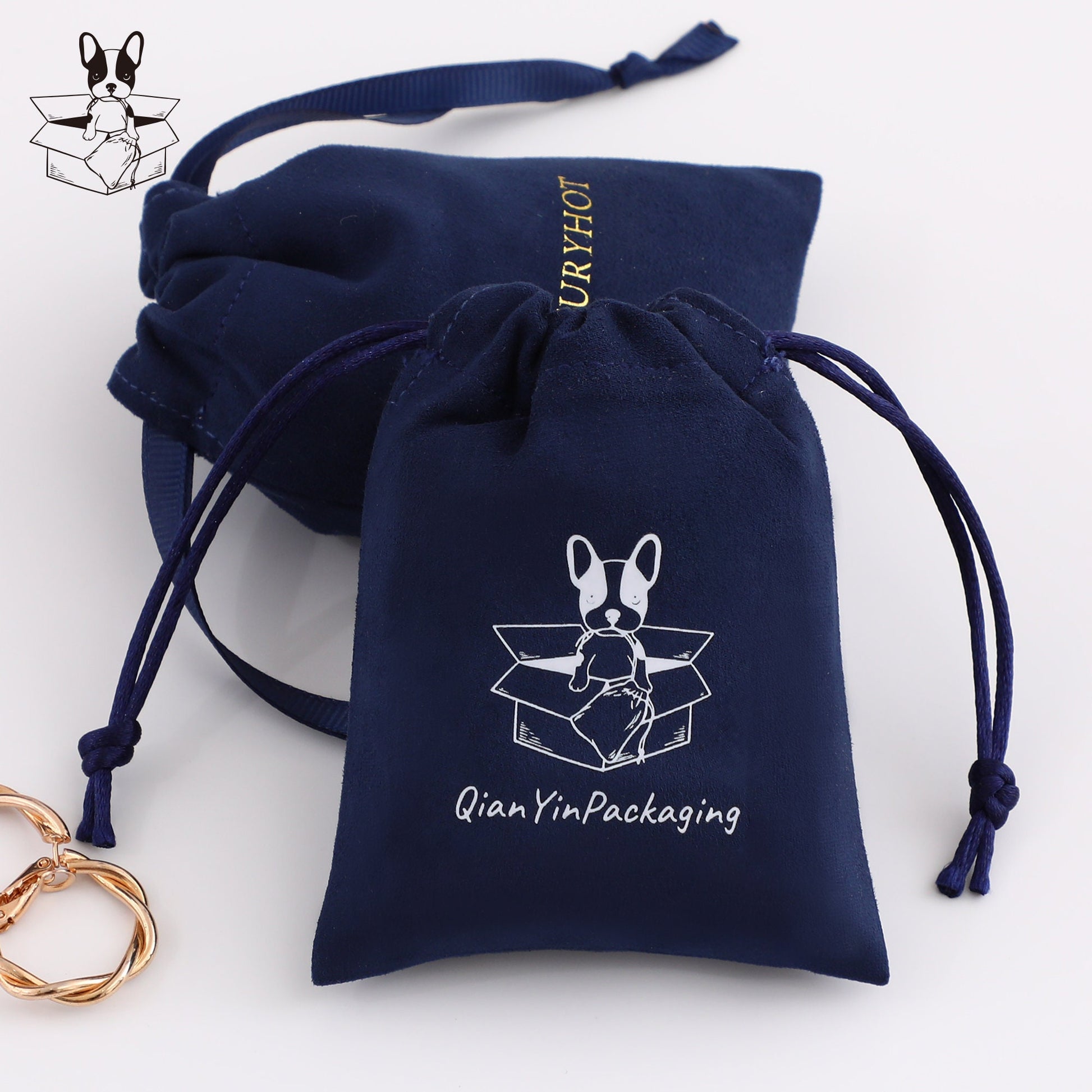 50 Personalized Logo Suede Drawstring Bag, Jewelry Pouch-8