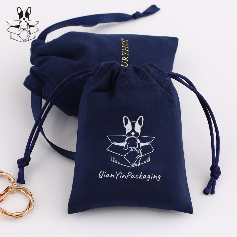 50 Personalized Logo Suede Drawstring Bag, Jewelry Pouch-zoom-