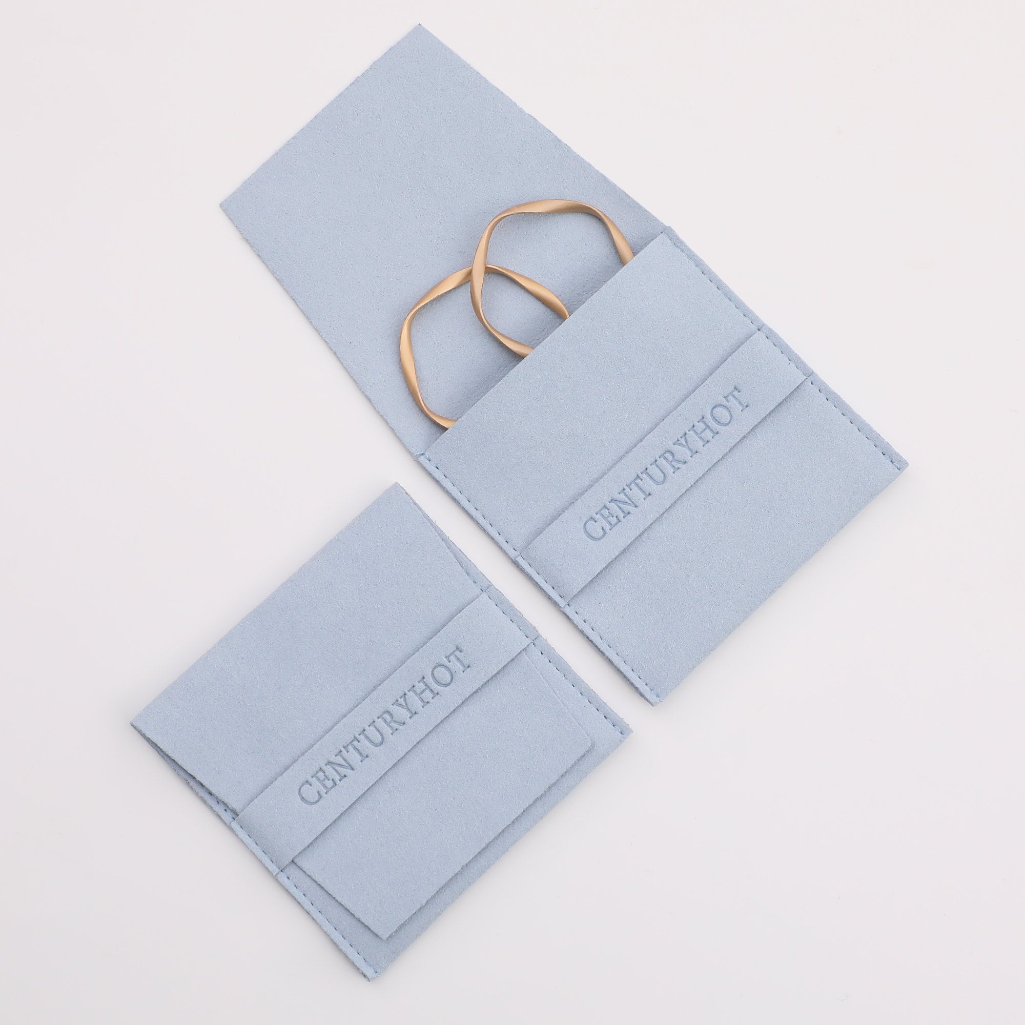 Peacock Blue Microfiber Jewelry Bag, Custom Logo Packaging