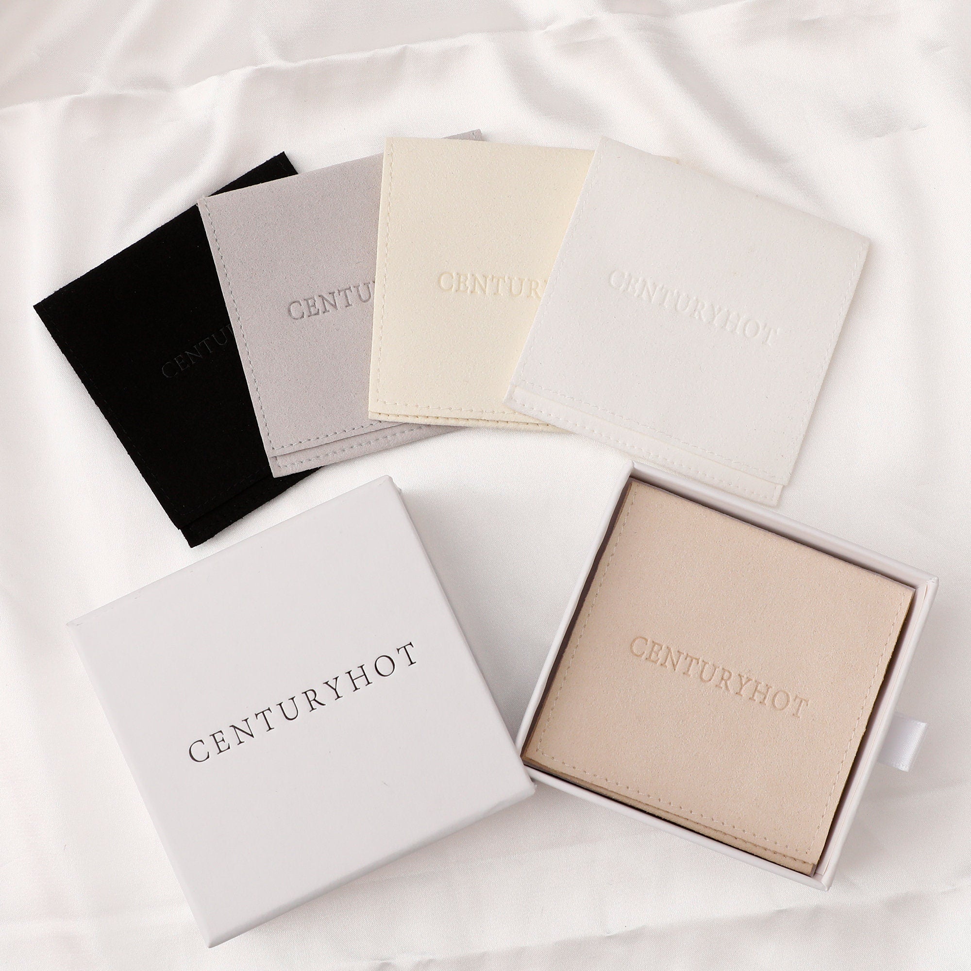 Custom Embossed Microfiber Jewelry Bag, Personalized Logo Packaging