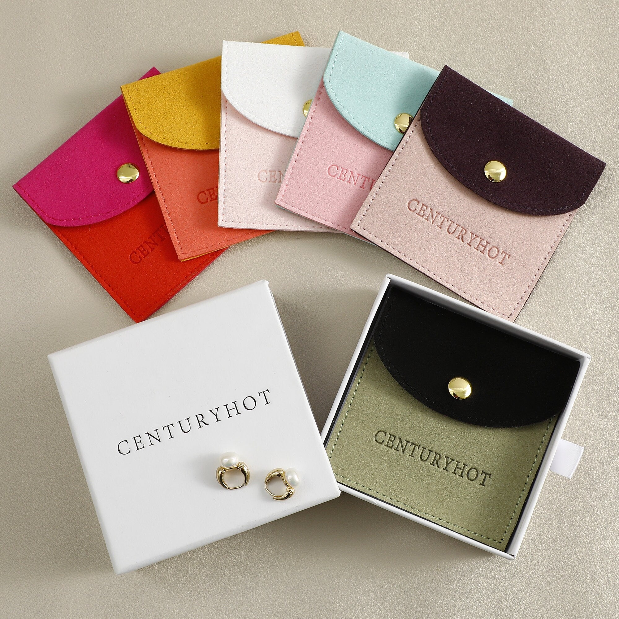 Custom Logo Microfiber Jewelry Pouch with Button, 8x8cm (50pcs)-zoom-7