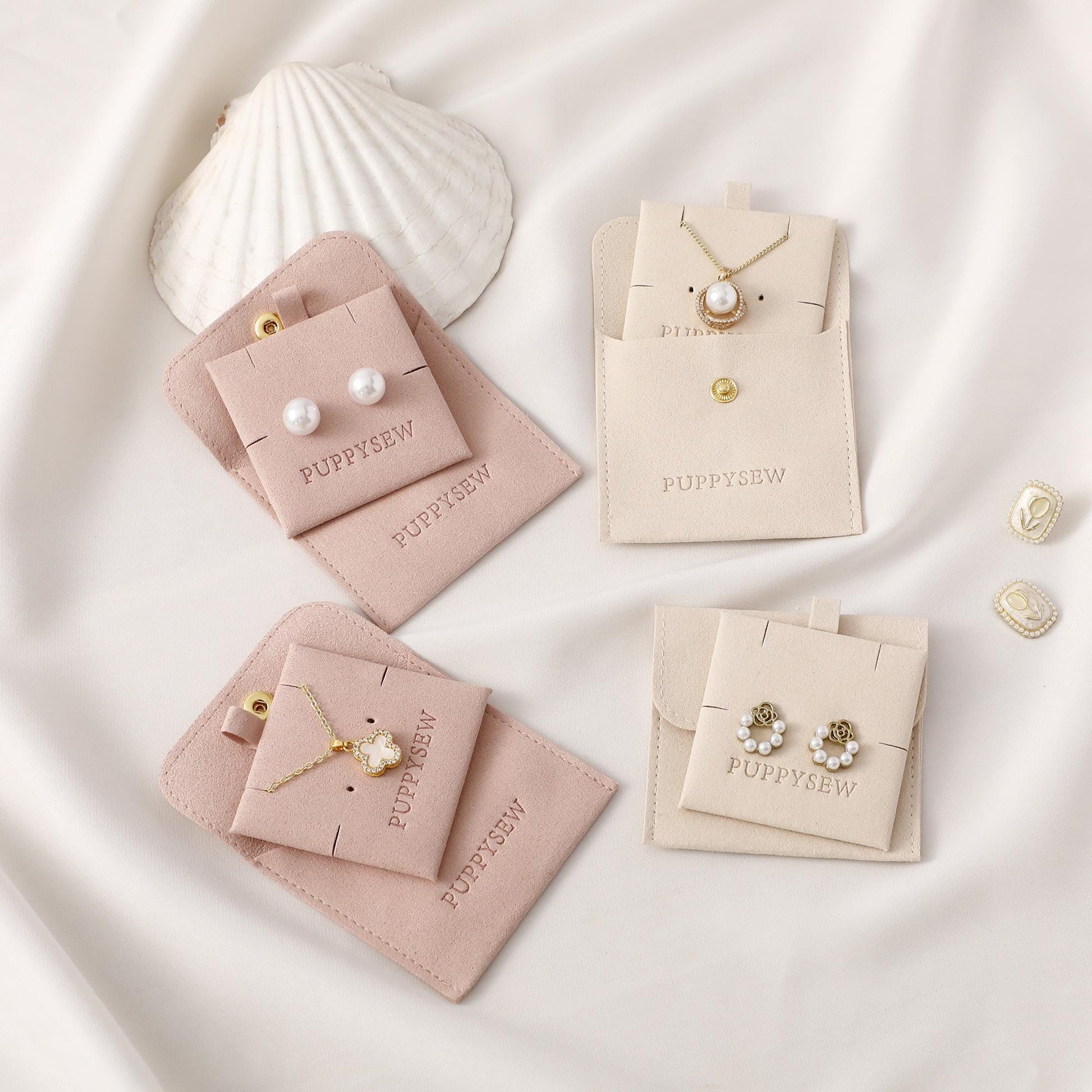 Custom Logo Microfiber Jewelry Pouch, Necklace Packaging Bag (8x8cm)-8