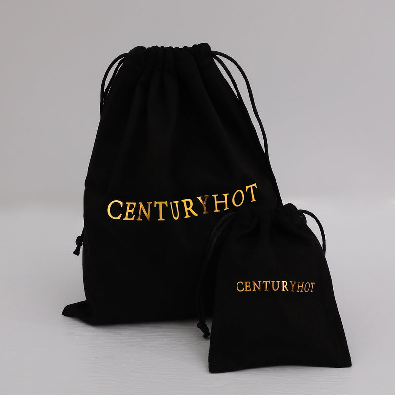Custom Logo Black Flannel Drawstring Bags - Chic Jewelry Packaging-zoom-