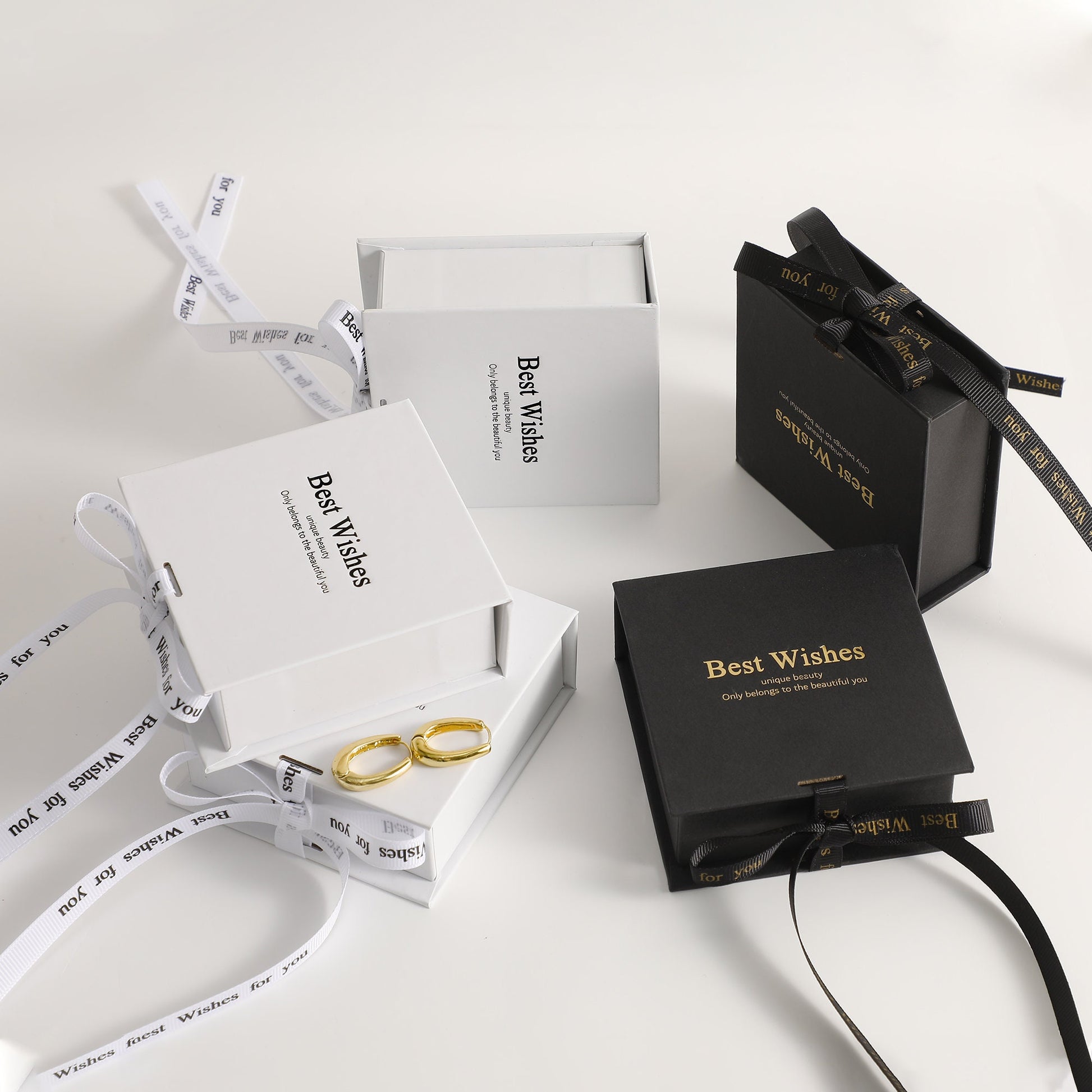 Ribbon Flip Jewelry Box: Cardboard Gift Box with Foam Insert-3