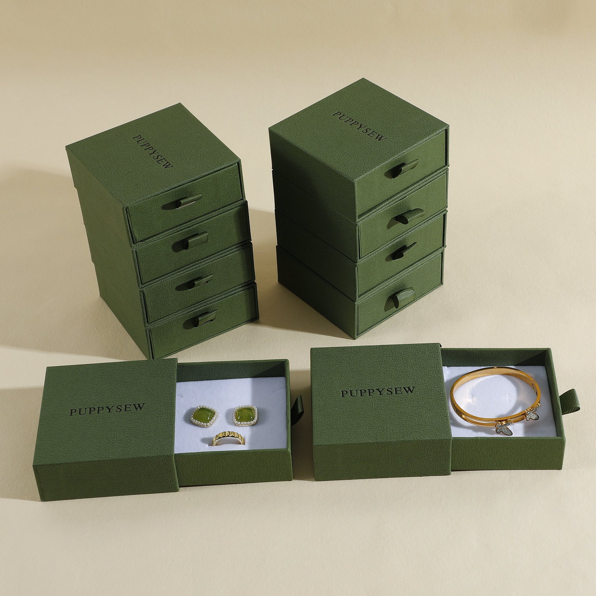 Exquisite Drawer Jewelry Box (9x9x3.5cm) - Personalized Logo Available-9